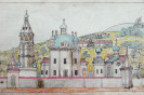 Изображение древнего Печерского монастыря уничтоженного оползнем в 1597 году